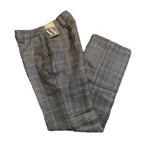 Worthington Women Size 2 High Rise Straight Leg Metallic Plaid Dress Pants NEW